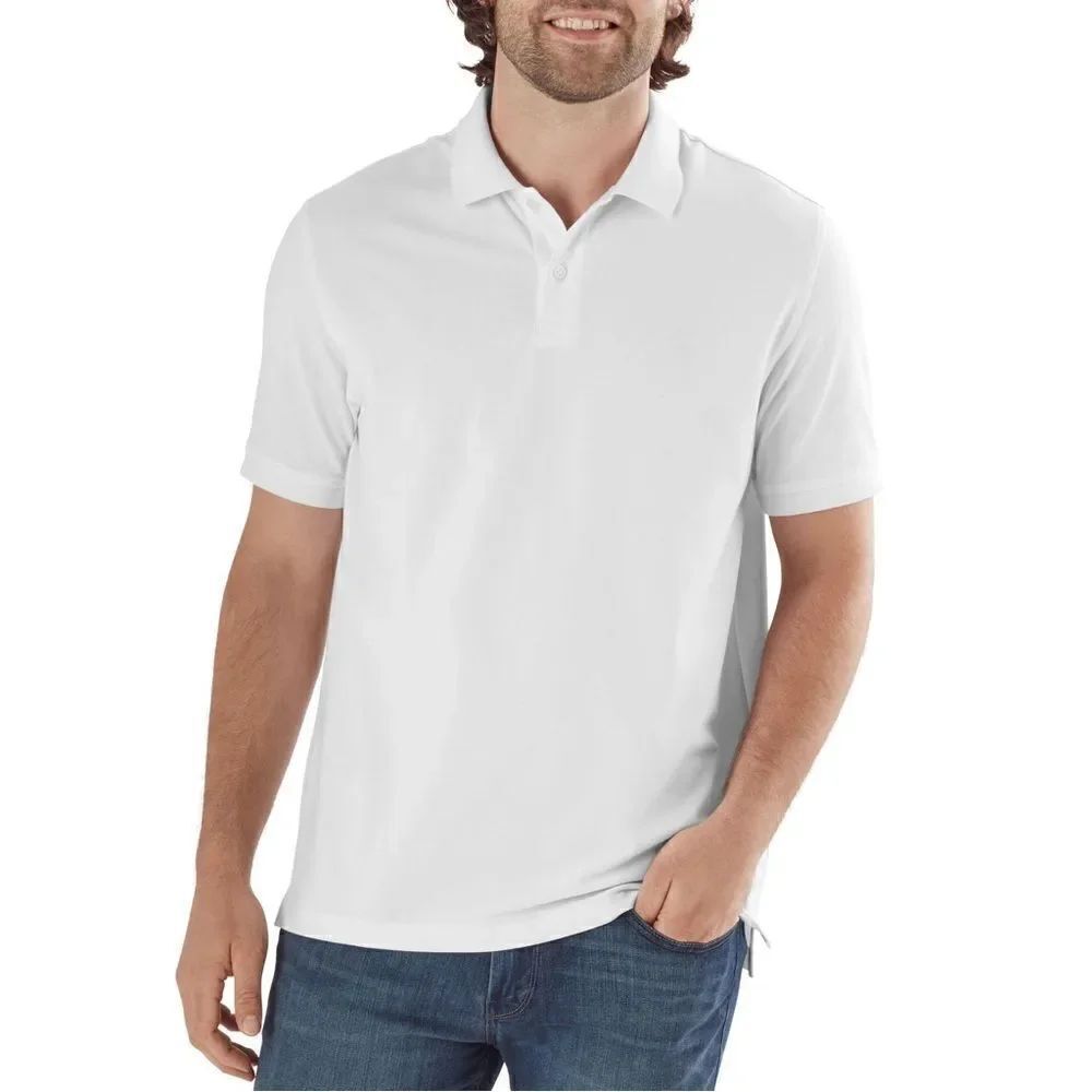 NEW Members Mark White Stretch Pique Polo Shirt